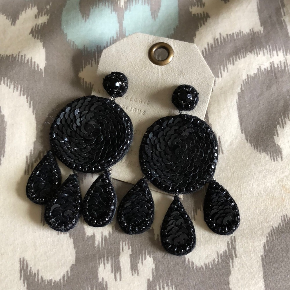 Black sequined earrings